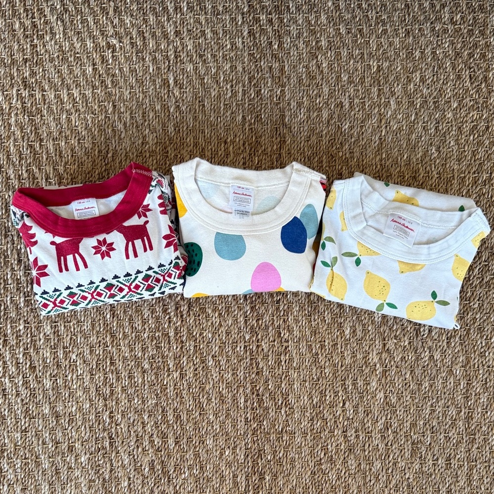 Set of 3 Hanna Andersson Organic Cotton Pajama Sets, size 130 (8)